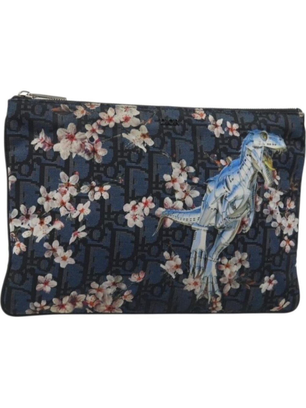 Christian Dior Trotter Canvas Hajime Sorayama Clutch Bag Nylon Navy